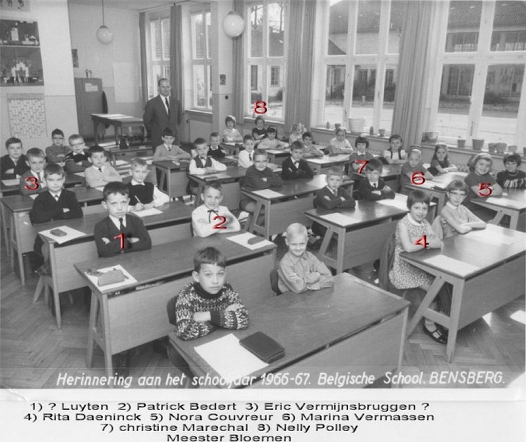 BSD Bensberg, school IJzer, 1966-67, Meester Bloemen
Klasfoto's ingestuurd door Nelly Polley